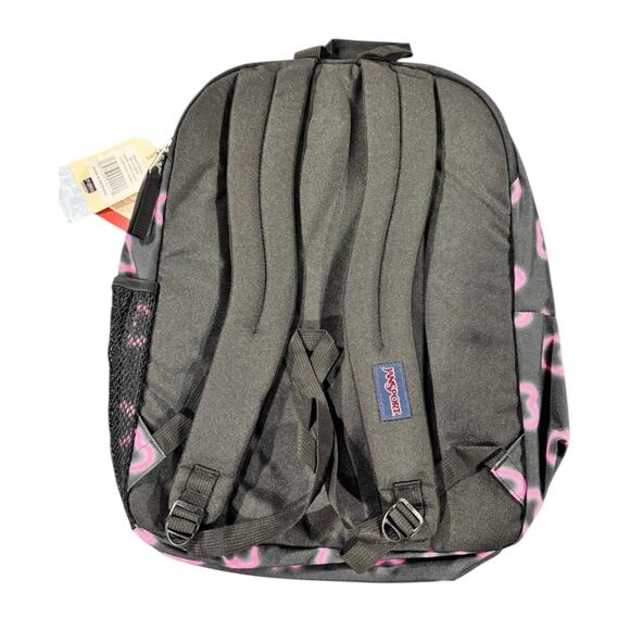 JanSport Big Student Backpack Happy Hearts Black Pink | NWT XL 34L Laptop Bag - Picture 2 of 12
